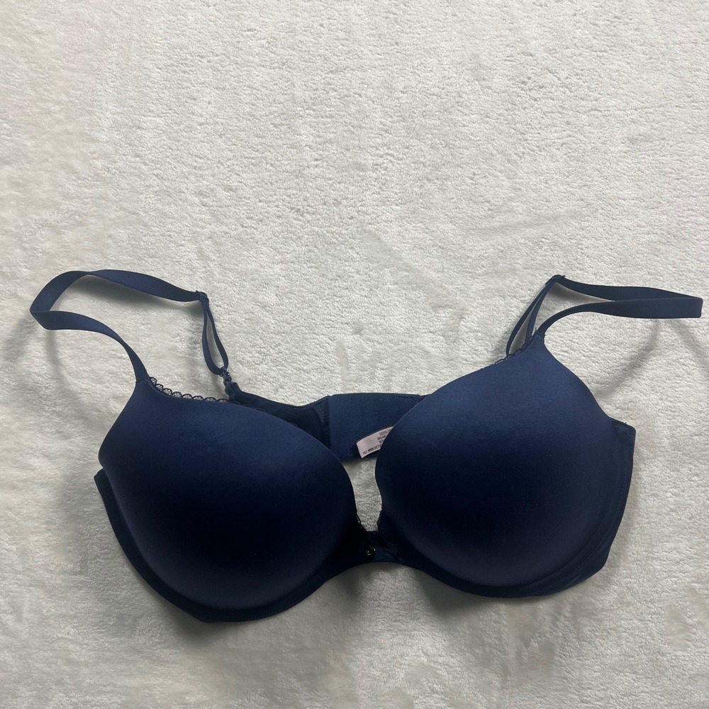 Victoria Secret Push-Up Bra Womens 36DD Navy Blue Underwire Lingerie Intimates